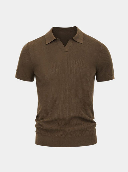 Manfred | Strick-Poloshirt mit offenem Kragen