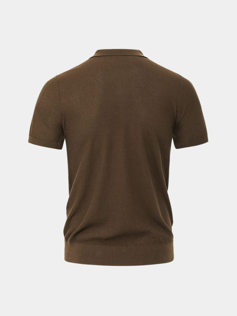 Manfred | Strick-Poloshirt mit offenem Kragen