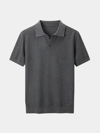 Manfred | Strick-Poloshirt mit offenem Kragen