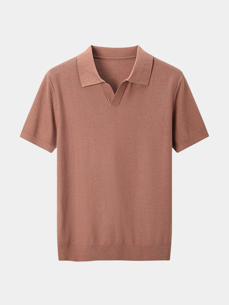 Manfred | Strick-Poloshirt mit offenem Kragen