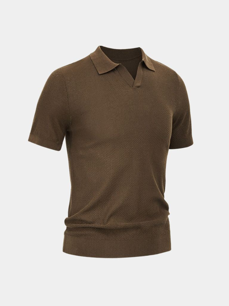 Manfred | Strick-Poloshirt mit offenem Kragen