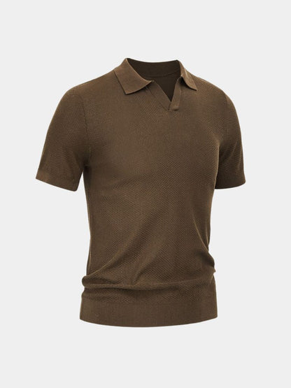 Manfred | Strick-Poloshirt mit offenem Kragen
