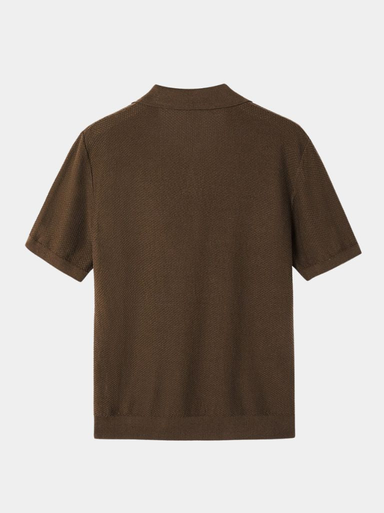 Manfred | Strick-Poloshirt mit offenem Kragen