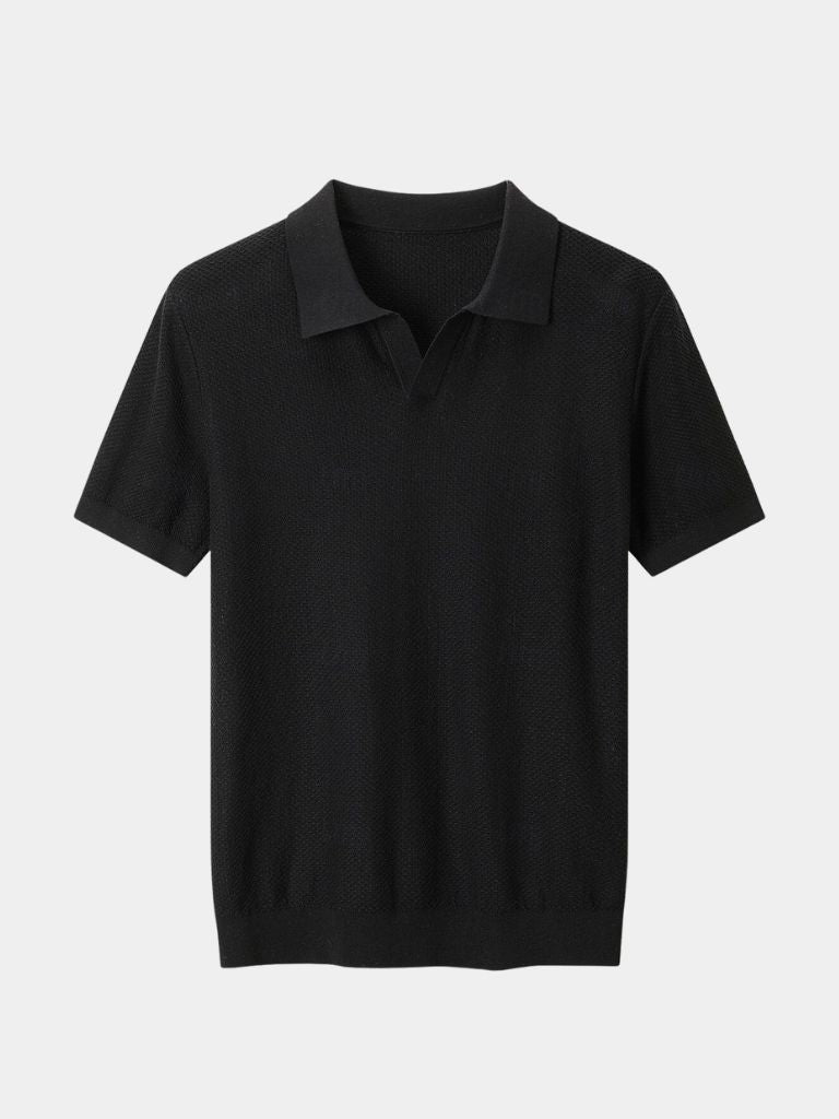 Manfred | Strick-Poloshirt mit offenem Kragen