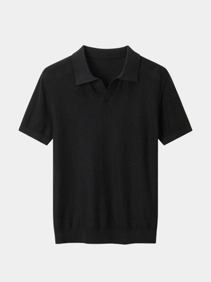 Manfred | Strick-Poloshirt mit offenem Kragen