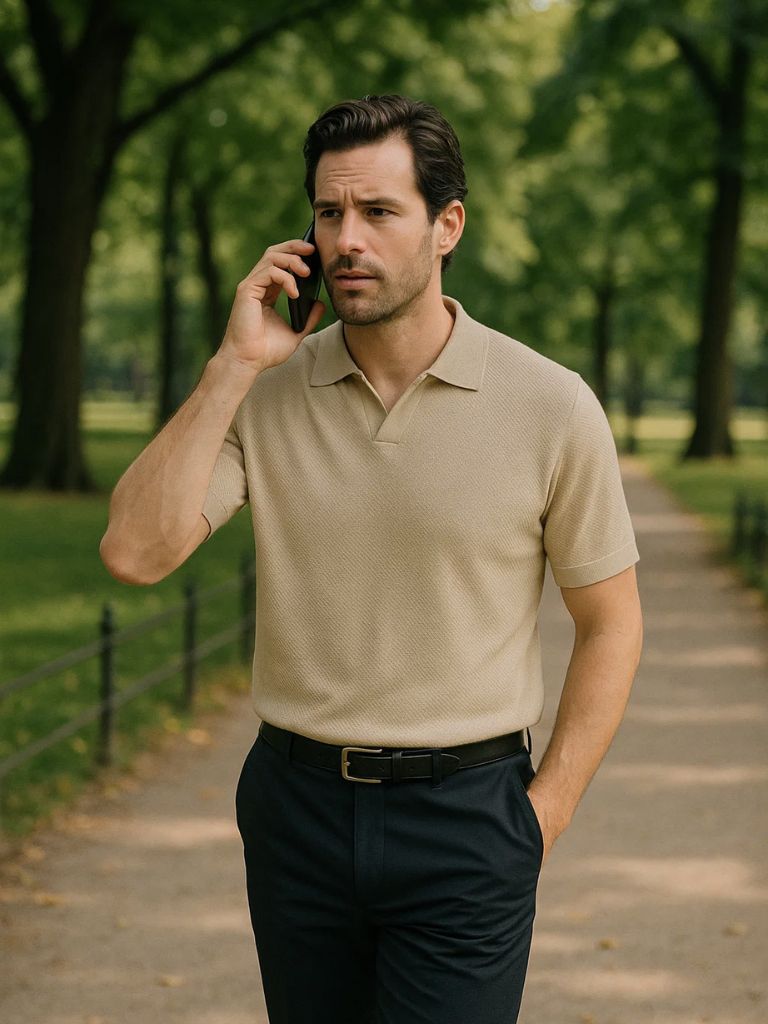 Manfred | Strick-Poloshirt mit offenem Kragen