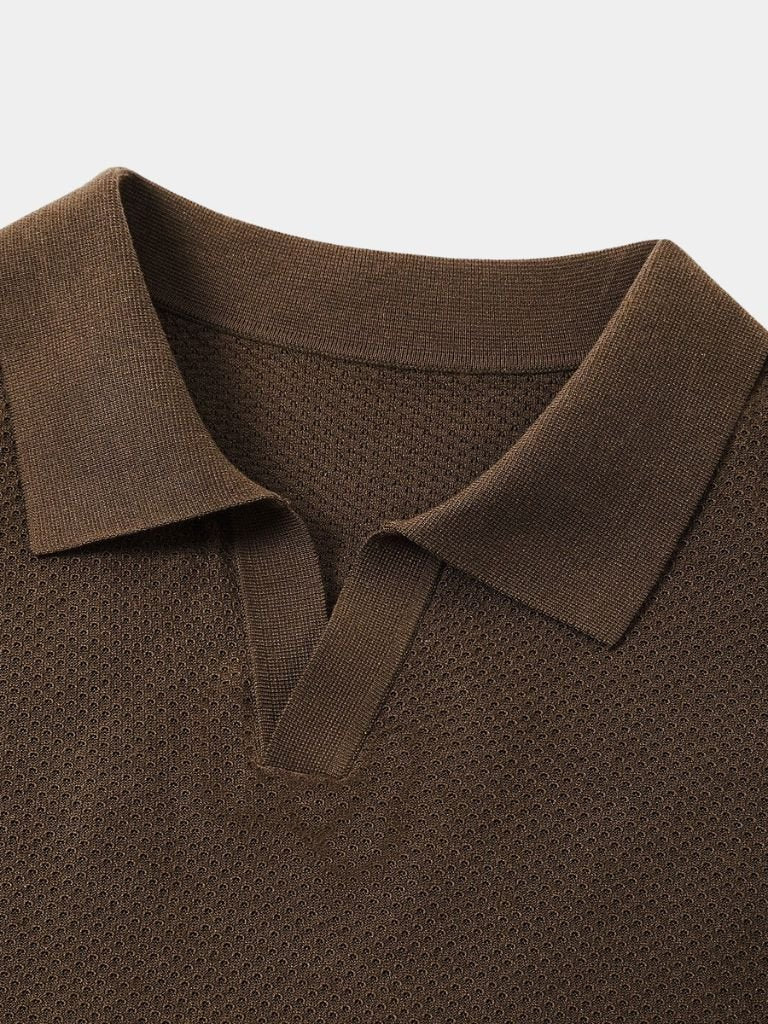 Manfred | Strick-Poloshirt mit offenem Kragen
