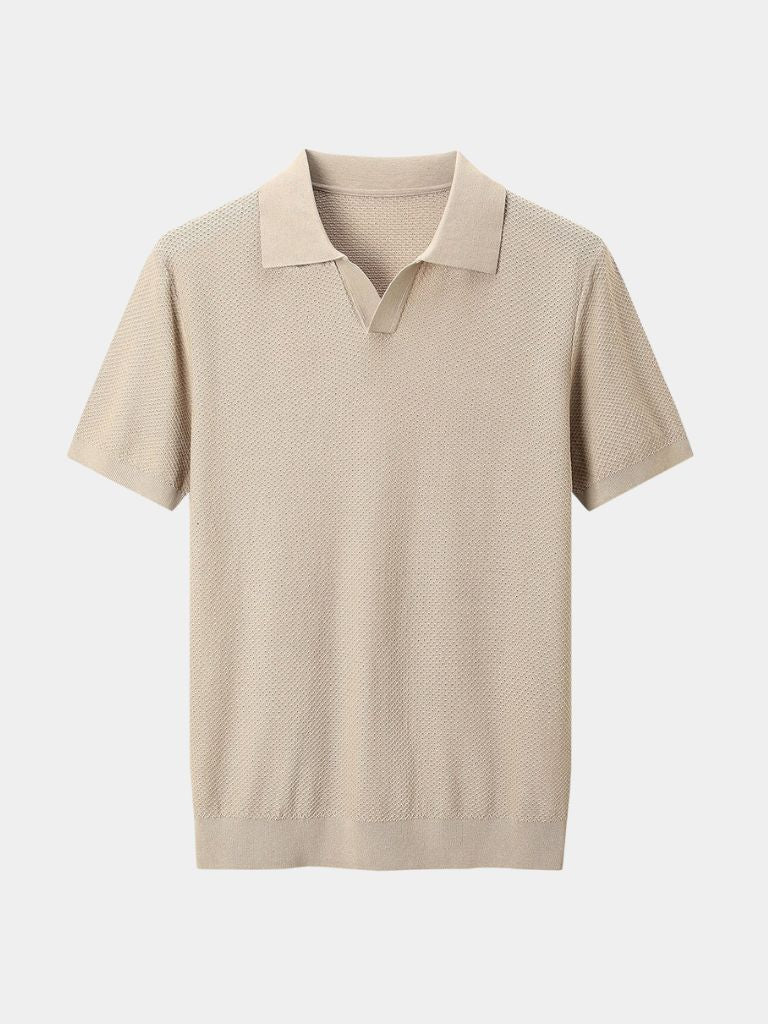 Manfred | Strick-Poloshirt mit offenem Kragen