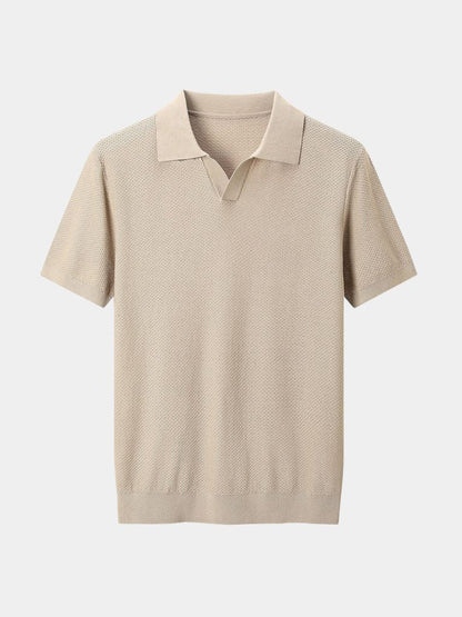Manfred | Strick-Poloshirt mit offenem Kragen