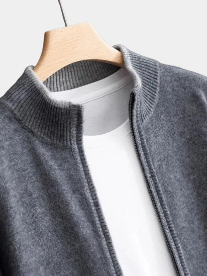 Ludwig | Taupefarbene Strickjacke mit Reißverschluss