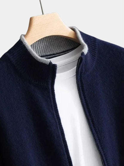 Ludwig | Taupefarbene Strickjacke mit Reißverschluss