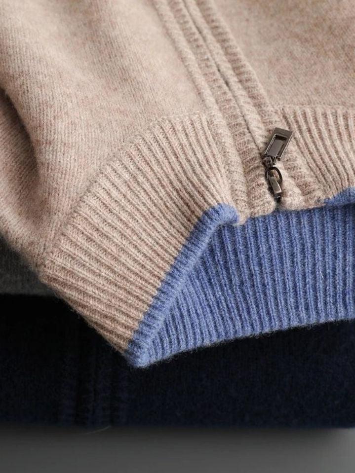 Ludwig | Taupefarbene Strickjacke mit Reißverschluss