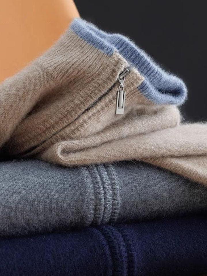 Ludwig | Taupefarbene Strickjacke mit Reißverschluss