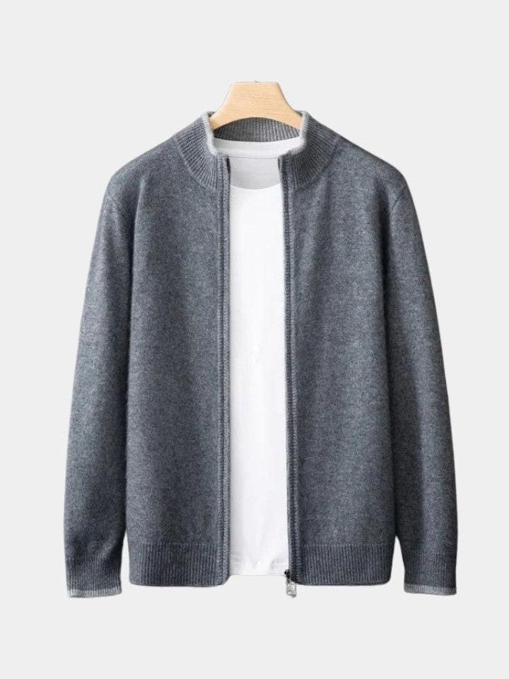 Ludwig | Taupefarbene Strickjacke mit Reißverschluss
