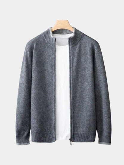 Ludwig | Taupefarbene Strickjacke mit Reißverschluss