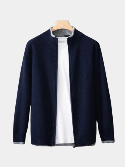 Ludwig | Taupefarbene Strickjacke mit Reißverschluss