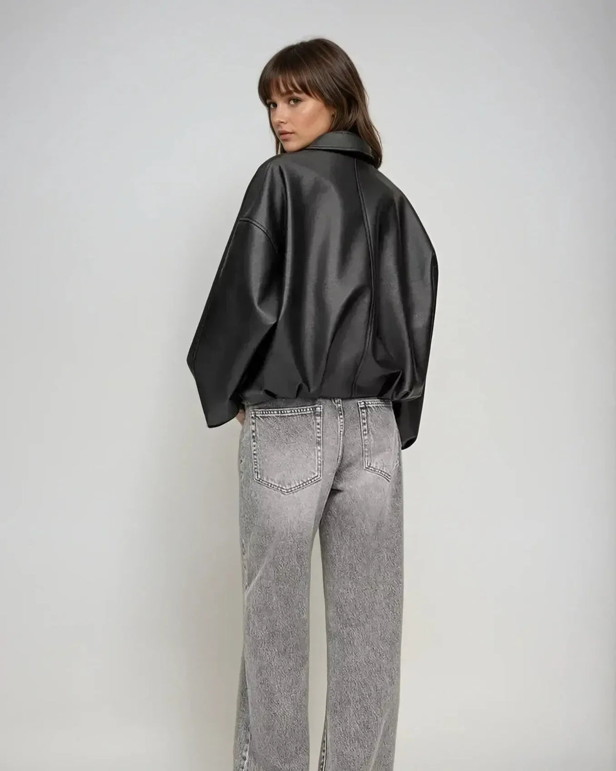 Luise-Marie | Braune Jacke in Lederoptik