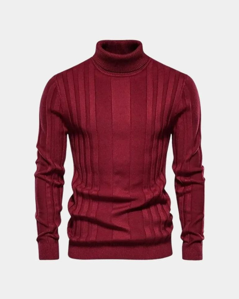 Marius | Grauer gerippter Rollkragenpullover