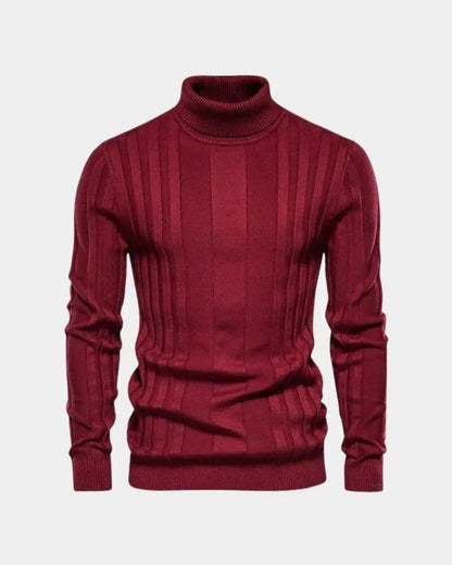 Marius | Grauer gerippter Rollkragenpullover