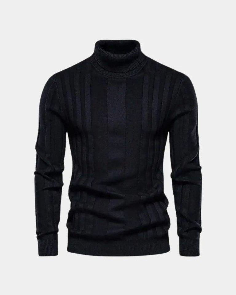 Marius | Grauer gerippter Rollkragenpullover