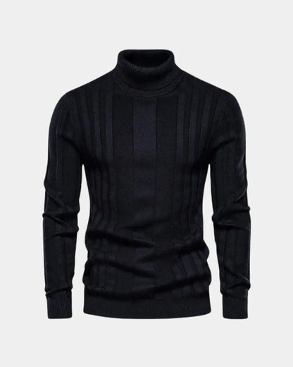 Marius | Grauer gerippter Rollkragenpullover
