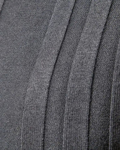 Marius | Grauer gerippter Rollkragenpullover