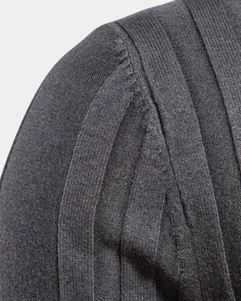 Marius | Grauer gerippter Rollkragenpullover