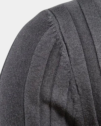 Marius | Grauer gerippter Rollkragenpullover