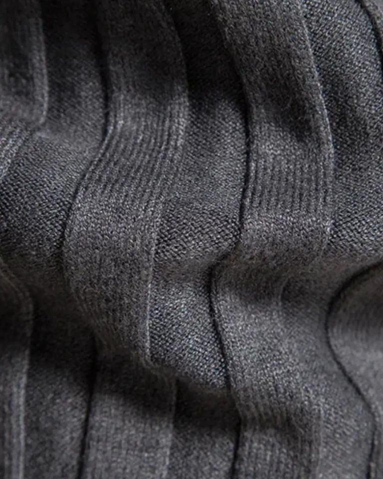 Marius | Grauer gerippter Rollkragenpullover
