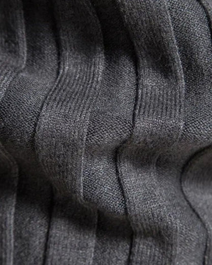 Marius | Grauer gerippter Rollkragenpullover