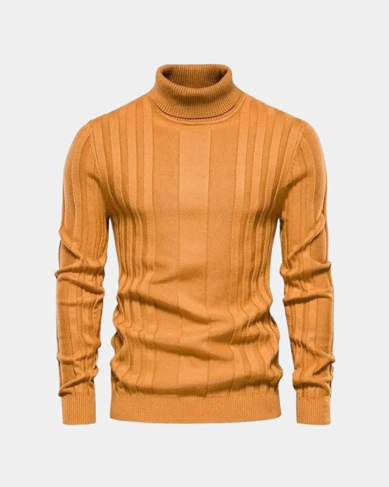 Marius | Grauer gerippter Rollkragenpullover