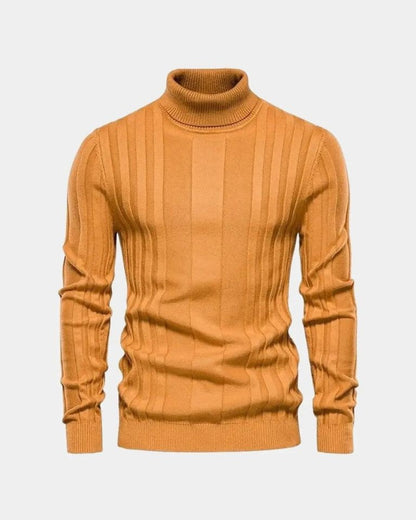 Marius | Grauer gerippter Rollkragenpullover