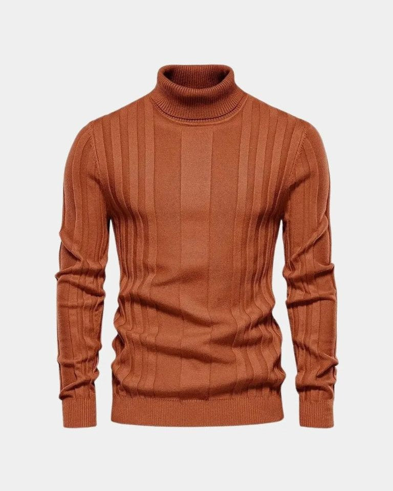 Marius | Grauer gerippter Rollkragenpullover