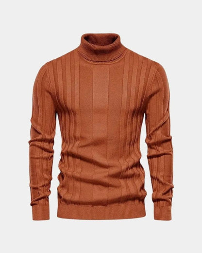 Marius | Grauer gerippter Rollkragenpullover