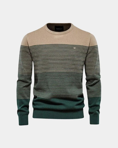 Markus | Grüner Colorblock-Rundhalspullover