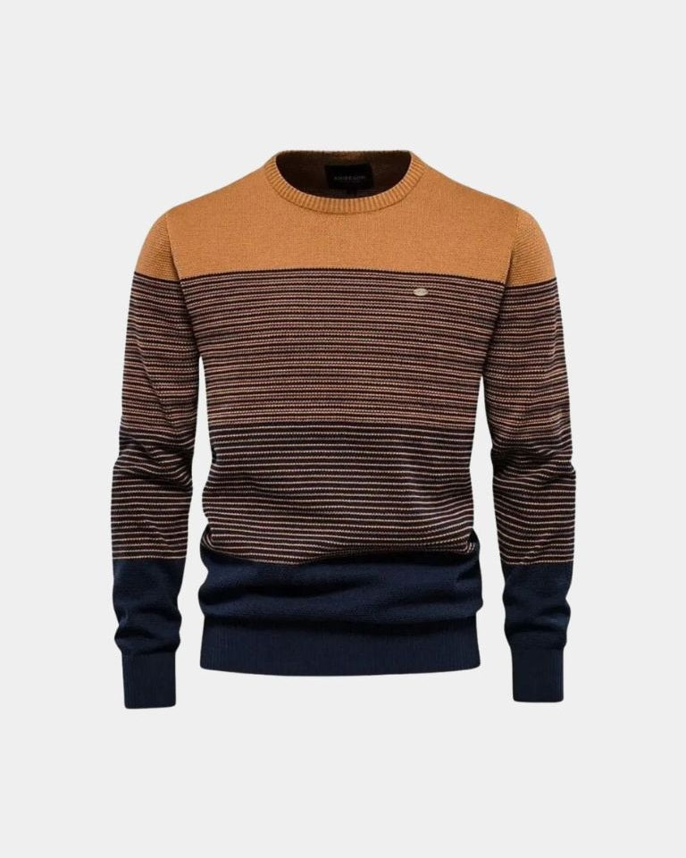 Markus | Grüner Colorblock-Rundhalspullover