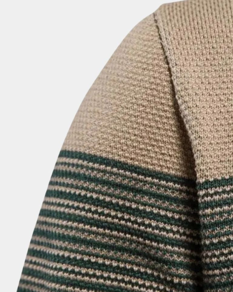 Markus | Grüner Colorblock-Rundhalspullover