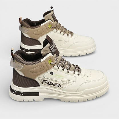 Wilhelm-Ernst | Beige-dunkelblaue High-Top-Sneaker