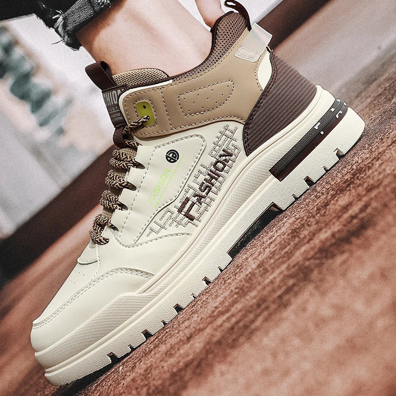 Wilhelm-Ernst | Beige-dunkelblaue High-Top-Sneaker