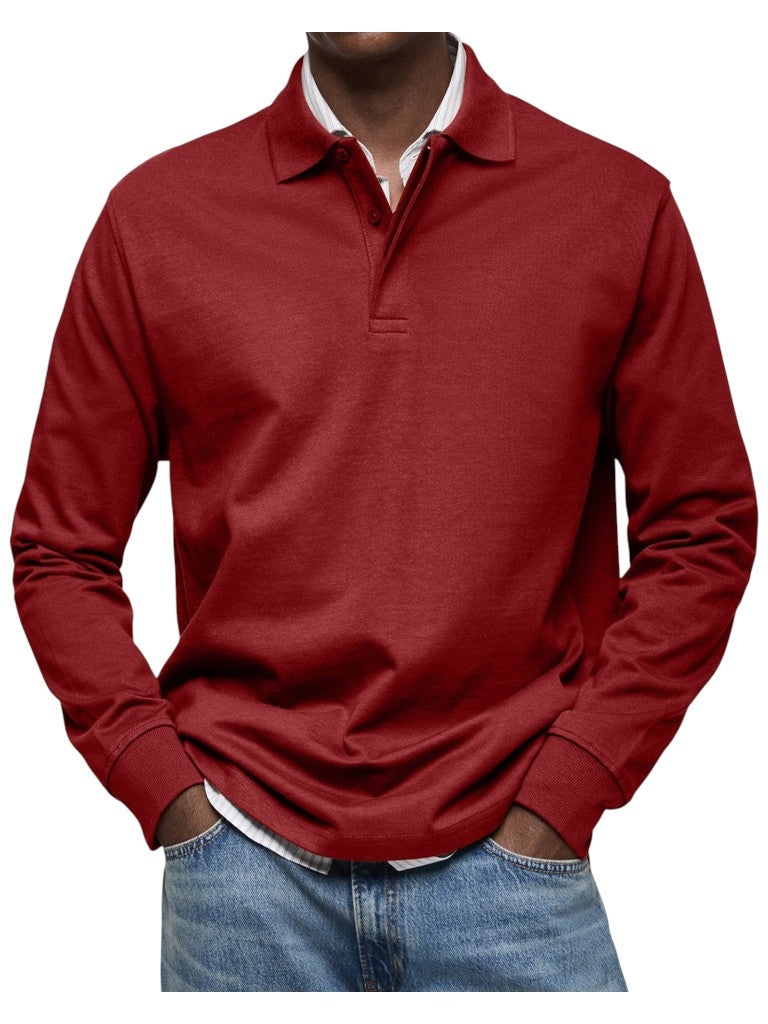 Oskar | Dunkelblaues Langarm-Poloshirt