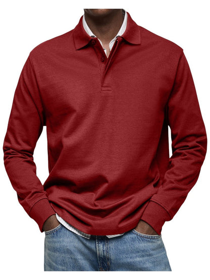 Oskar | Dunkelblaues Langarm-Poloshirt