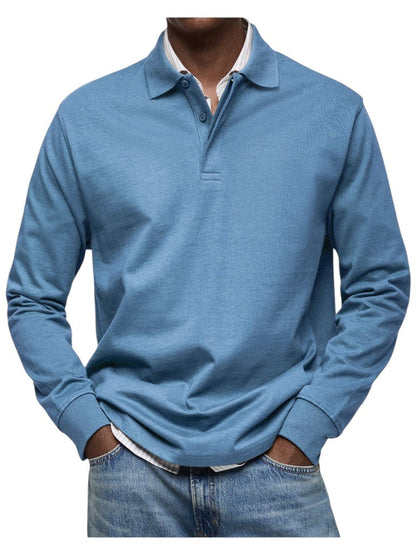 Oskar | Dunkelblaues Langarm-Poloshirt