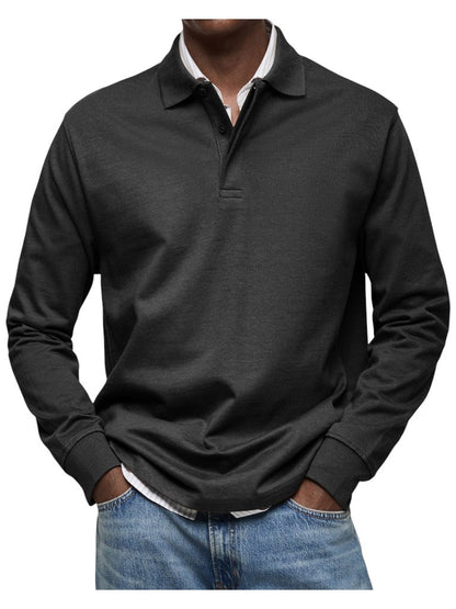 Oskar | Dunkelblaues Langarm-Poloshirt