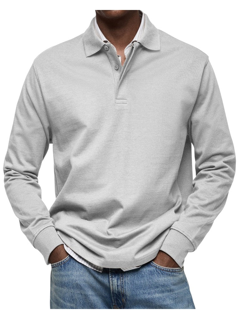 Oskar | Dunkelblaues Langarm-Poloshirt