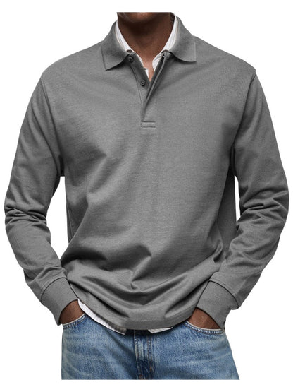 Oskar | Dunkelblaues Langarm-Poloshirt