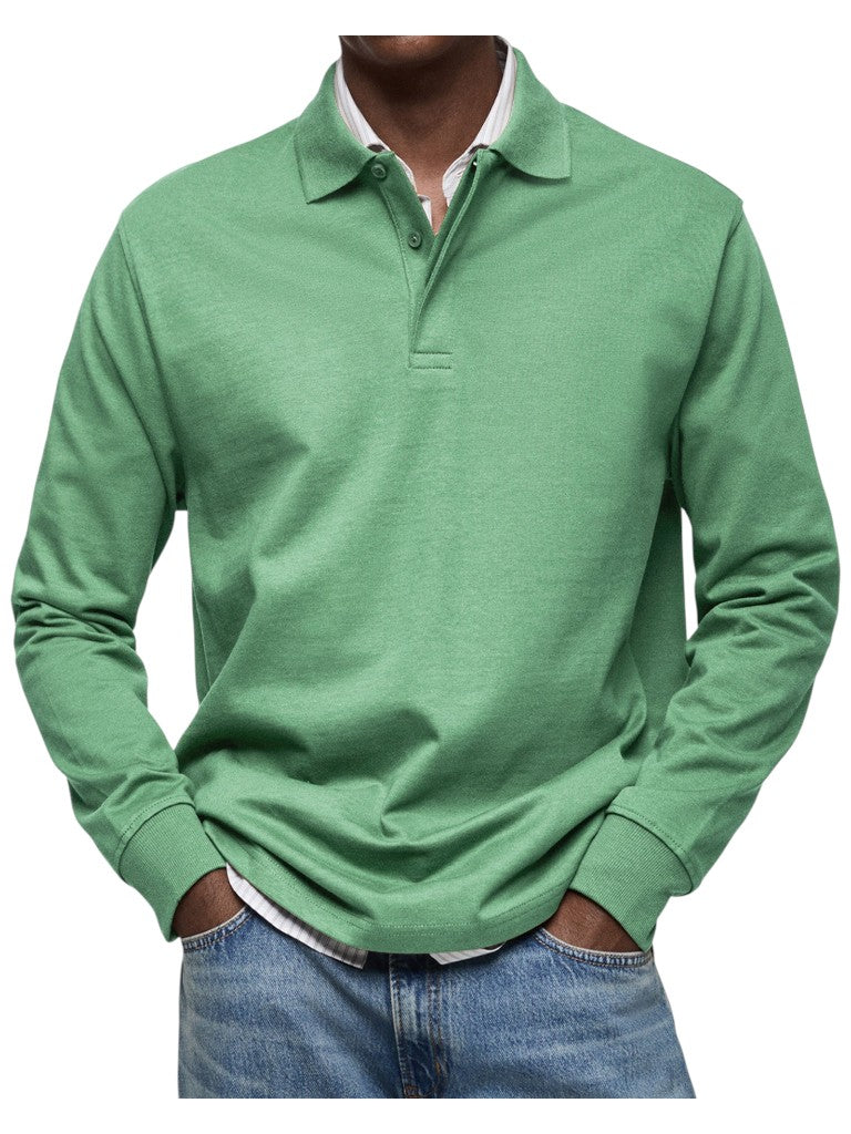 Oskar | Dunkelblaues Langarm-Poloshirt