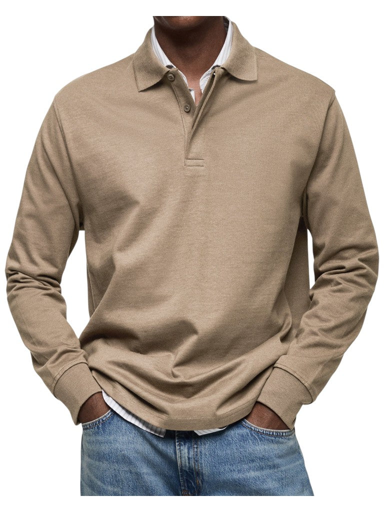 Oskar | Dunkelblaues Langarm-Poloshirt