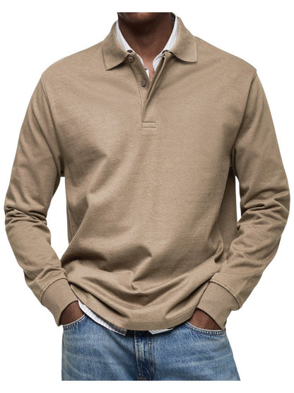 Oskar | Dunkelblaues Langarm-Poloshirt