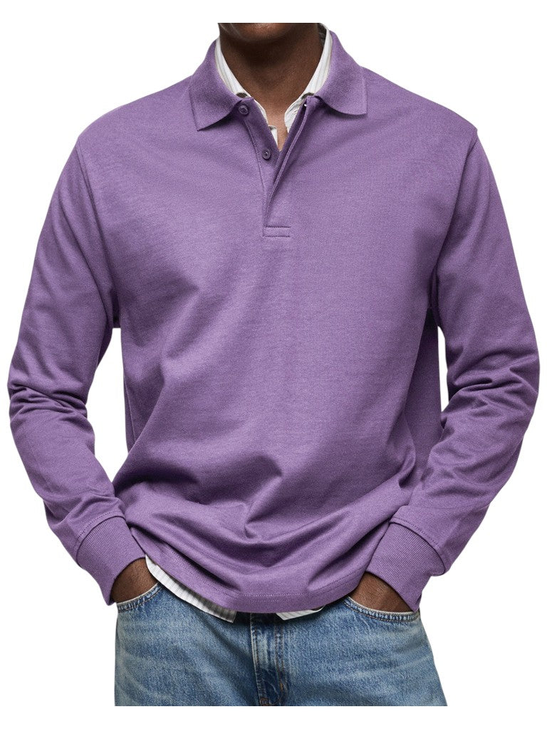 Oskar | Dunkelblaues Langarm-Poloshirt