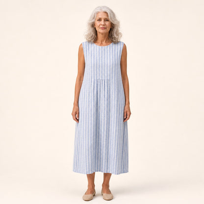Amelie | Ärmelloses Sommerkleid mit feinen Streifen